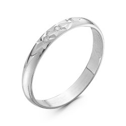 Z1-1032 Кольцо обручальное шириной 3 мм с 3 бриллиантами и алмазной гранью. Серебро 925.