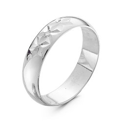Z1-1052 Кольцо обручальное шириной 5 мм с 3 бриллиантами и алмазной гранью. Серебро 925.